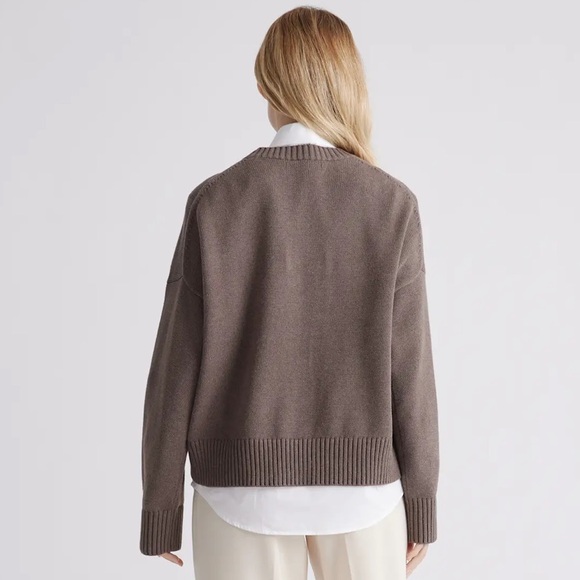 NWT Quince 100% Organic Cotton Boyfriend Crew Sweater - Small - Heather Brown - Picture 6 of 8